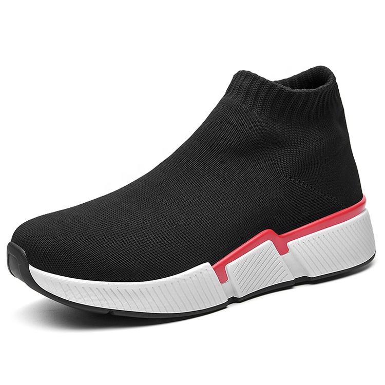 High Quality OEM Knit Custom Men Casual Black Sports Fashion Sock Sneakers Mens Short Boots Wholesale China